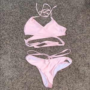 Light Pink Wrap Bikini Set